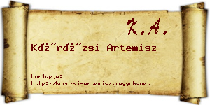 Körözsi Artemisz névjegykártya